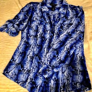 WHBM royal blue print silk blouse